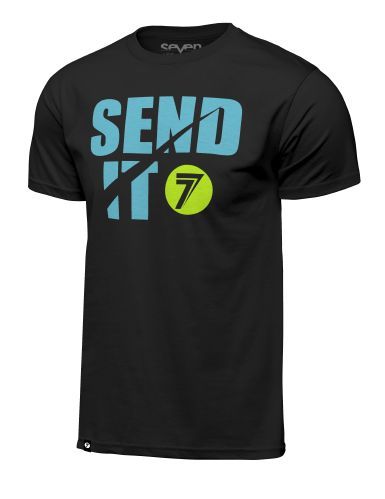 Seven Send It Tee, Black/Cyan